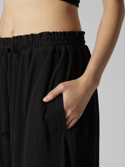 COTTON HARD TWISTED JERSEY GATHERED DOUBLE PANTS