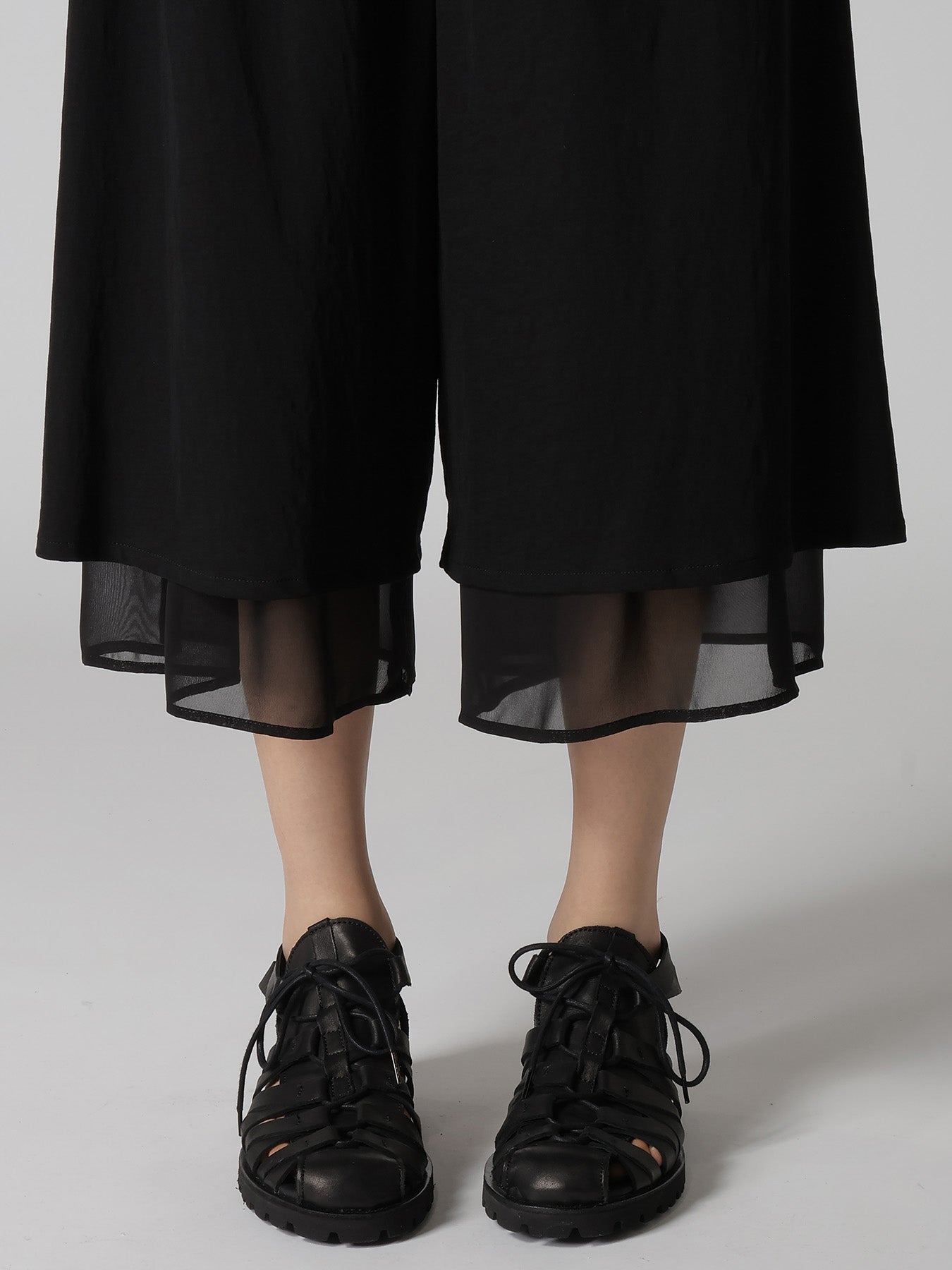COTTON HARD TWISTED JERSEY GATHERED DOUBLE PANTS