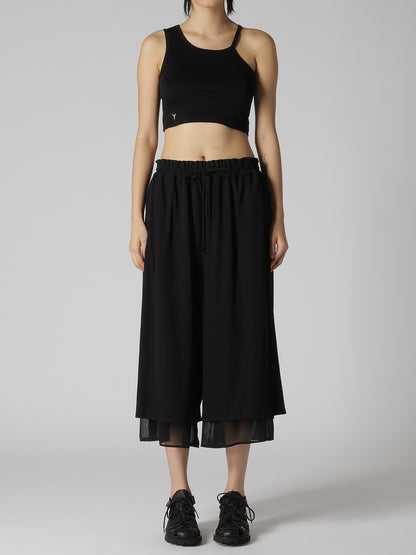 COTTON HARD TWISTED JERSEY GATHERED DOUBLE PANTS