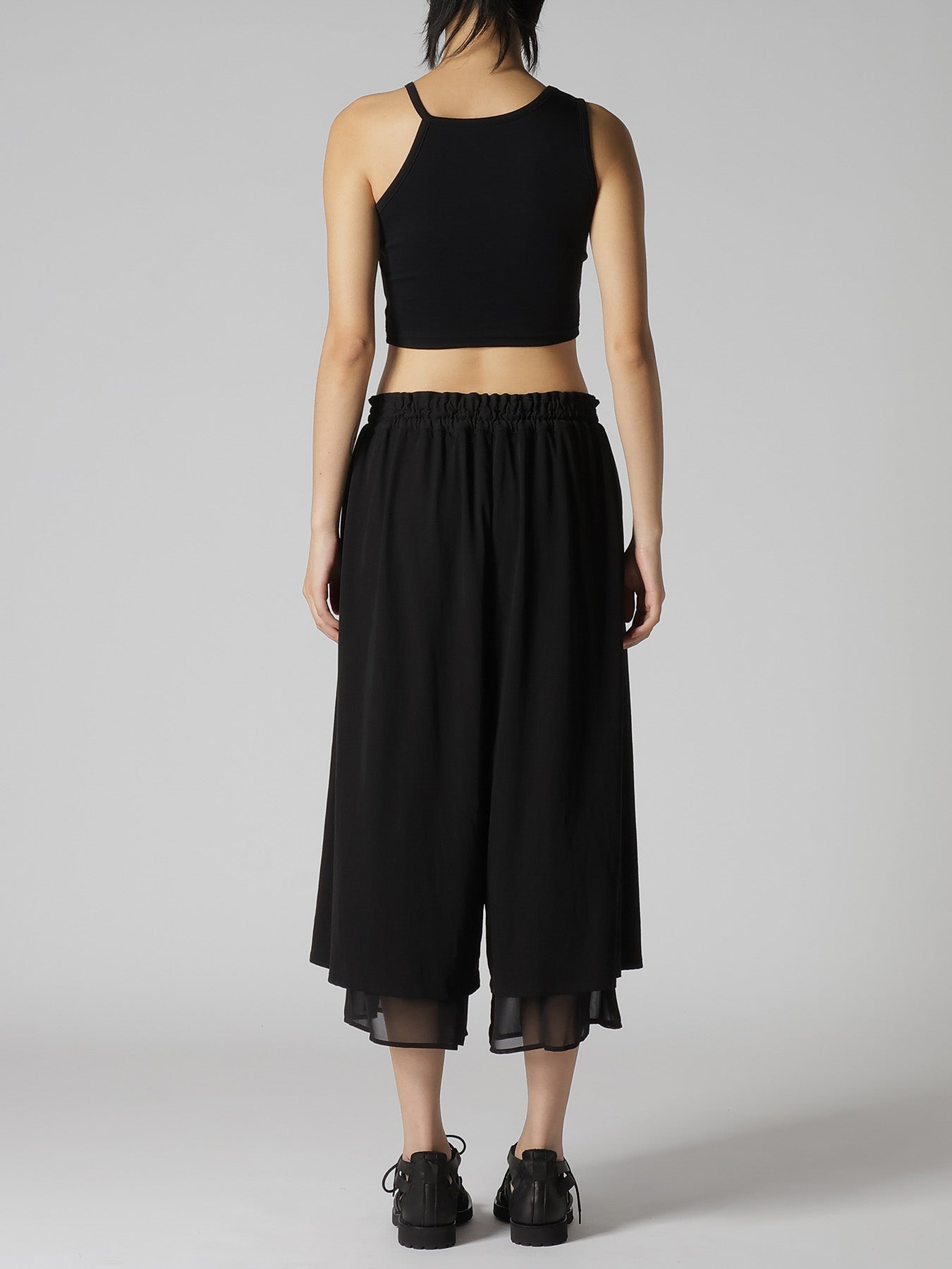 COTTON HARD TWISTED JERSEY GATHERED DOUBLE PANTS