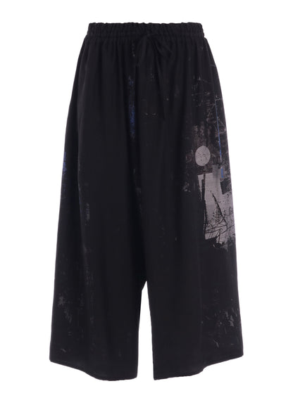 CUPRO/DUNGAREE ASYMMETERIC GATHERED PANTS