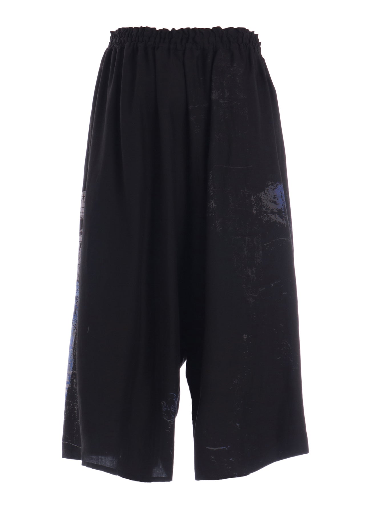 CUPRO/DUNGAREE ASYMMETERIC GATHERED PANTS