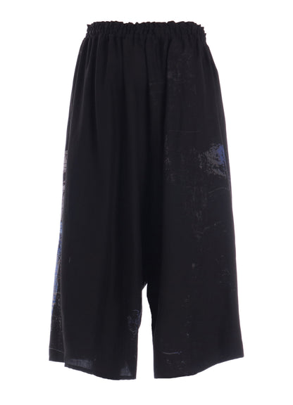 CUPRO/DUNGAREE ASYMMETERIC GATHERED PANTS