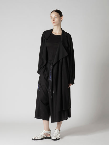 CUPRO/DUNGAREE ASYMMETERIC GATHERED PANTS