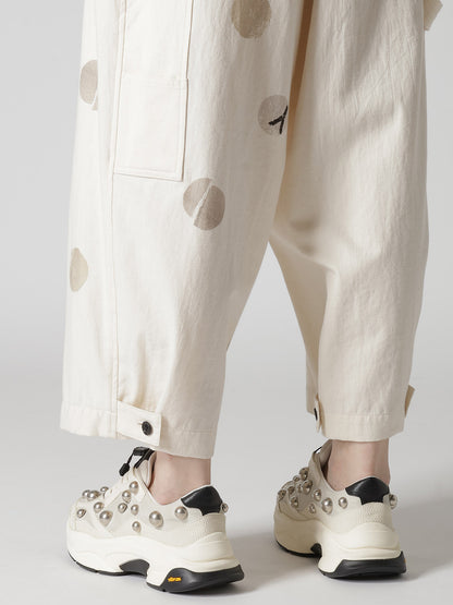 6OZ DENIM ANGEL DOT PRINT OVERALLS