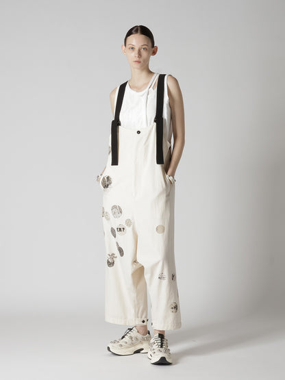 6OZ DENIM ANGEL DOT PRINT OVERALLS