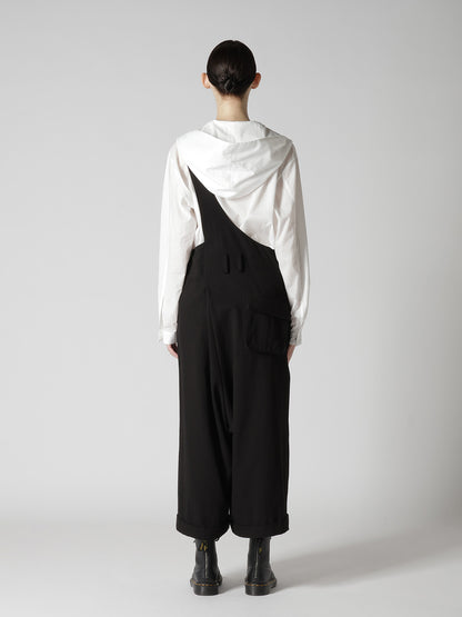 COTTON FLAX GABARDINE CENTER TUCK PANTS
