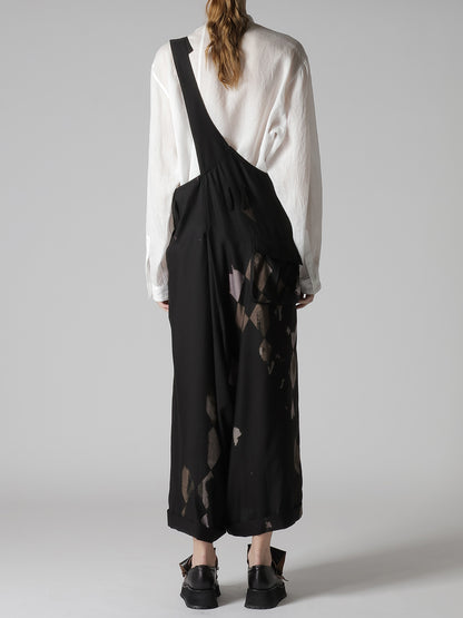 DIAMOND PATTERN CUPRO DUNGAREE PANTS