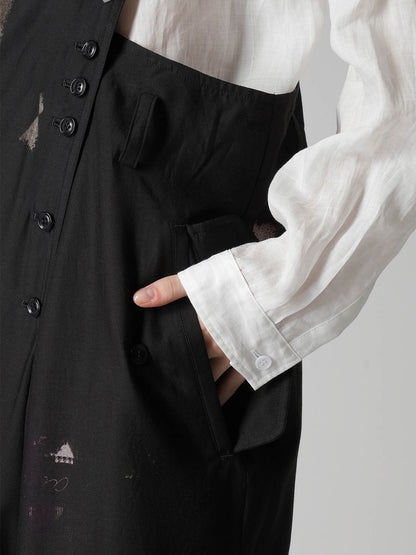 DIAMOND PATTERN CUPRO DUNGAREE PANTS