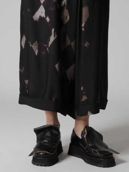 DIAMOND PATTERN CUPRO DUNGAREE PANTS
