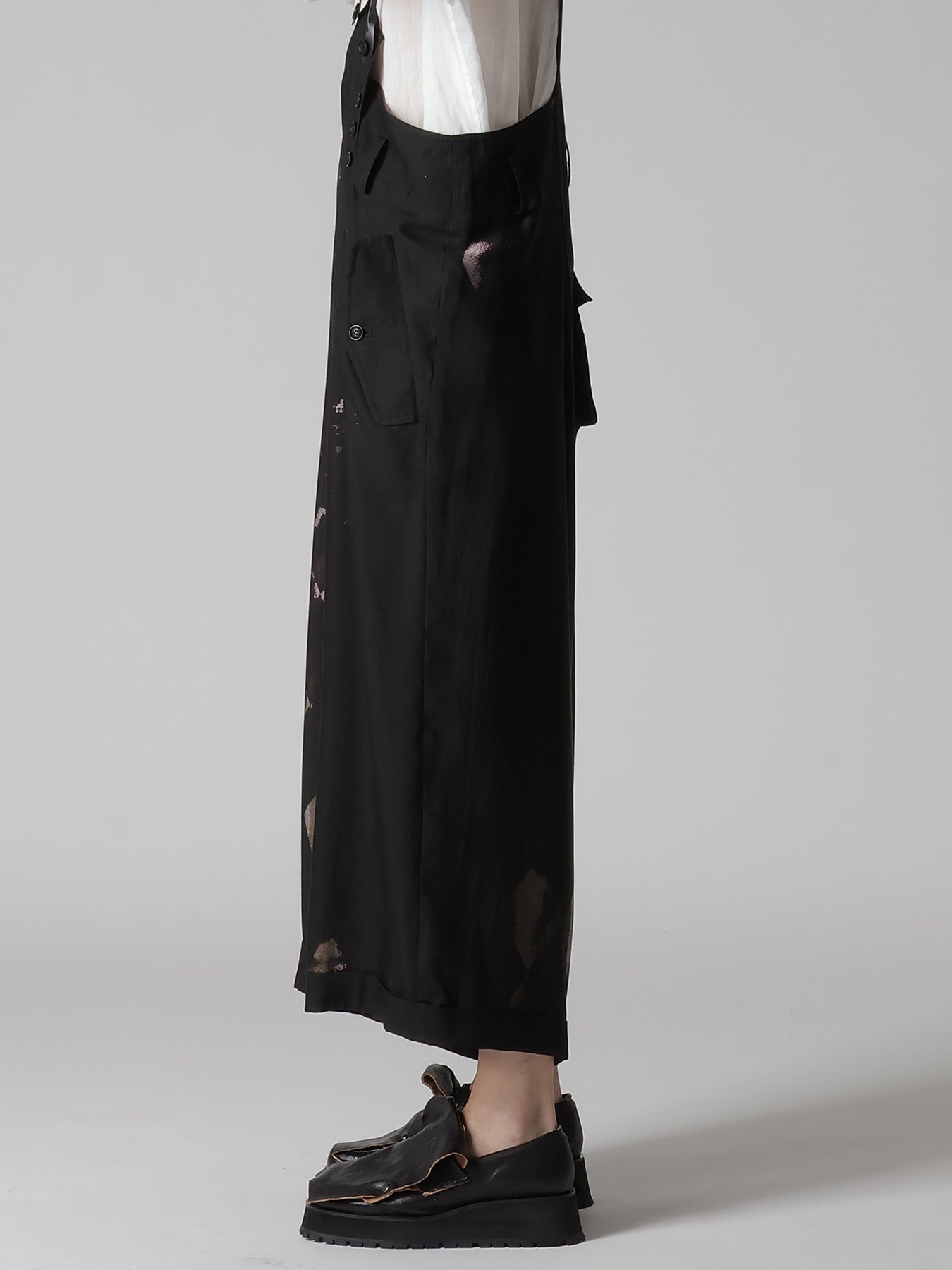 DIAMOND PATTERN CUPRO DUNGAREE PANTS