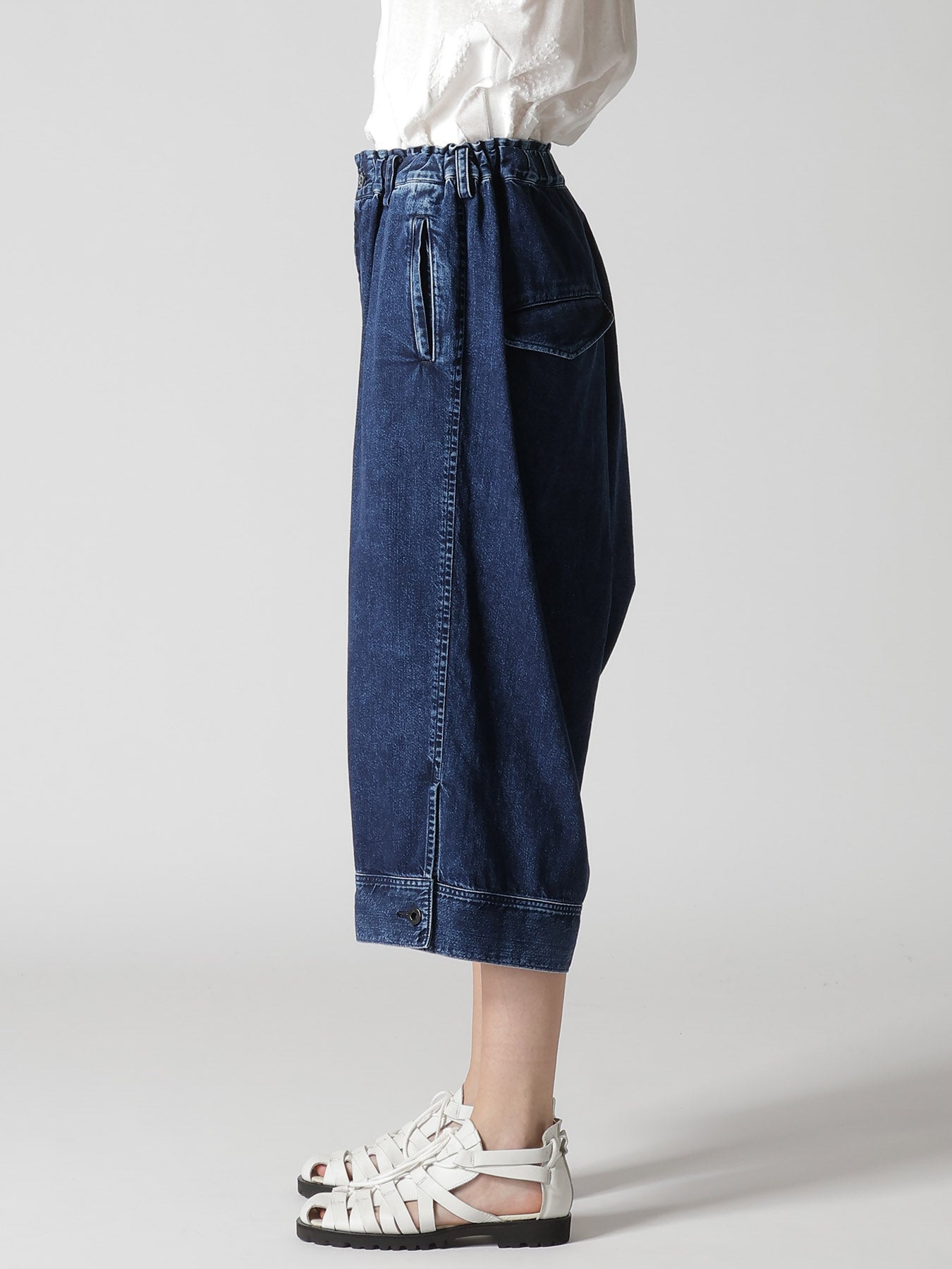 8OZ DENIM CHEMICAL WASH HEM CUFFS SAROUEL PANTS