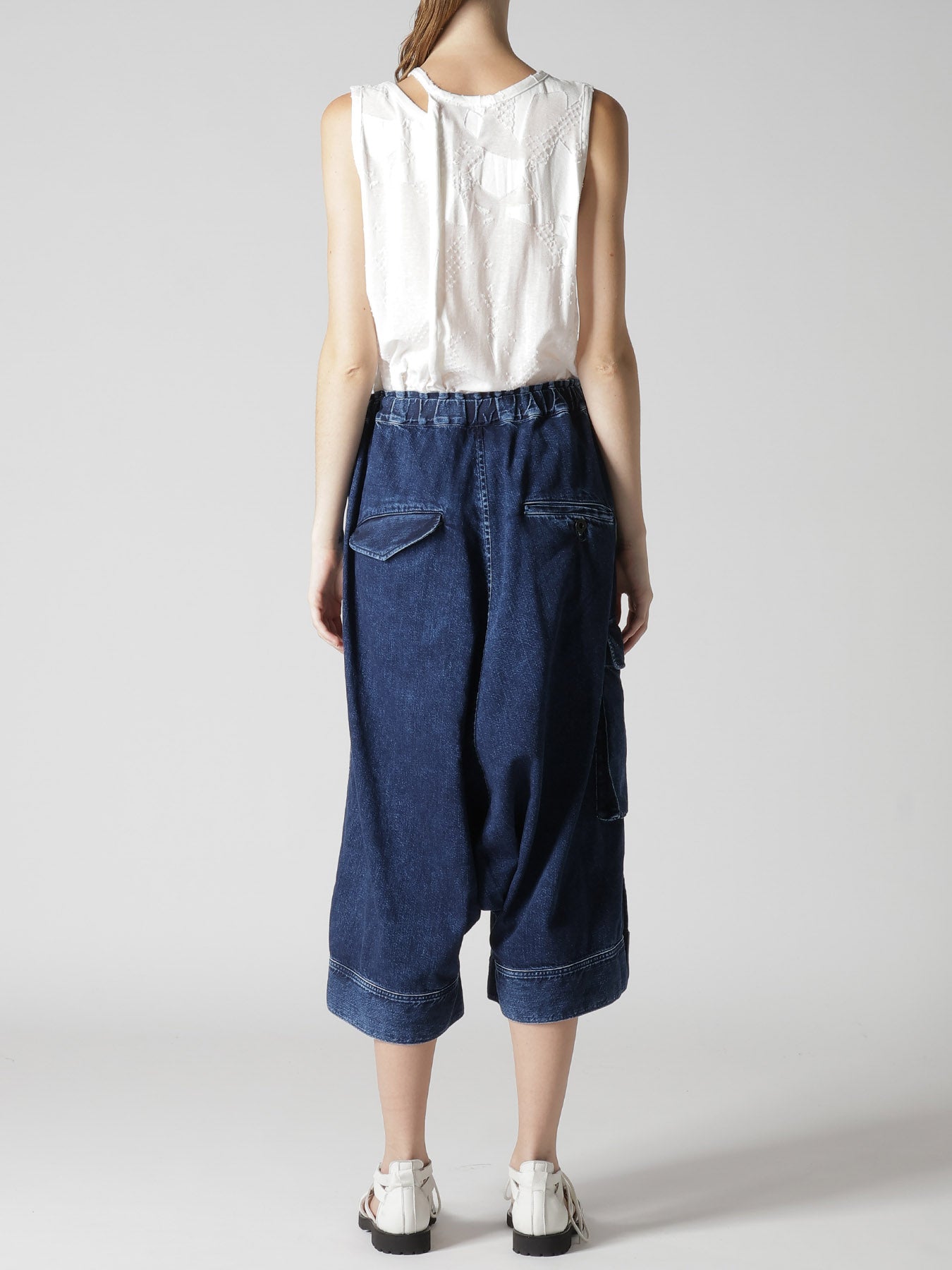 8OZ DENIM CHEMICAL WASH HEM CUFFS SAROUEL PANTS – THE SHOP YOHJI