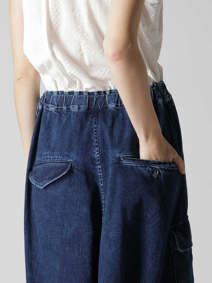 8OZ DENIM CHEMICAL WASH HEM CUFFS SAROUEL PANTS