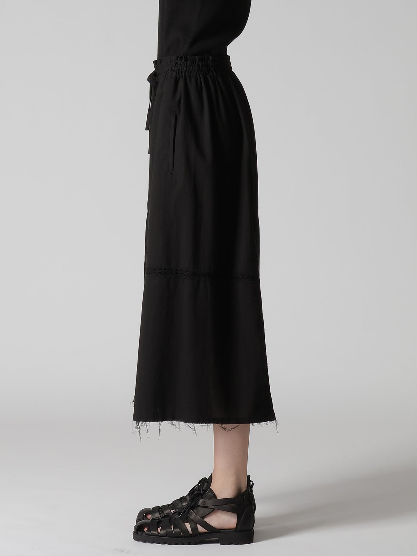 COTTON LACE PATCHWORK GATHER PANTS