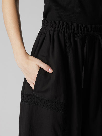 COTTON LACE PATCHWORK GATHER PANTS