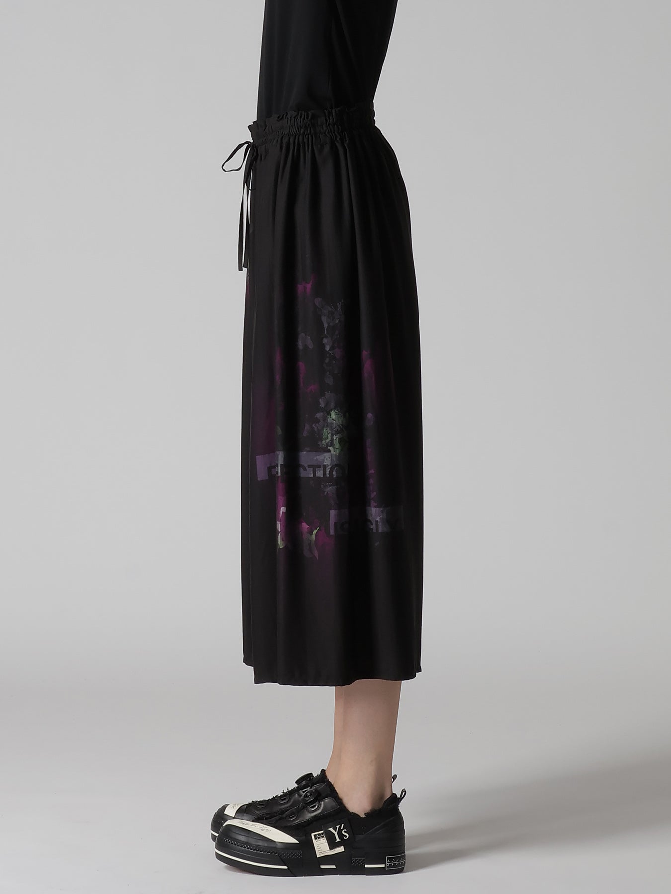 CUPRO/DUNGAREE TWILL GATHER PANTS