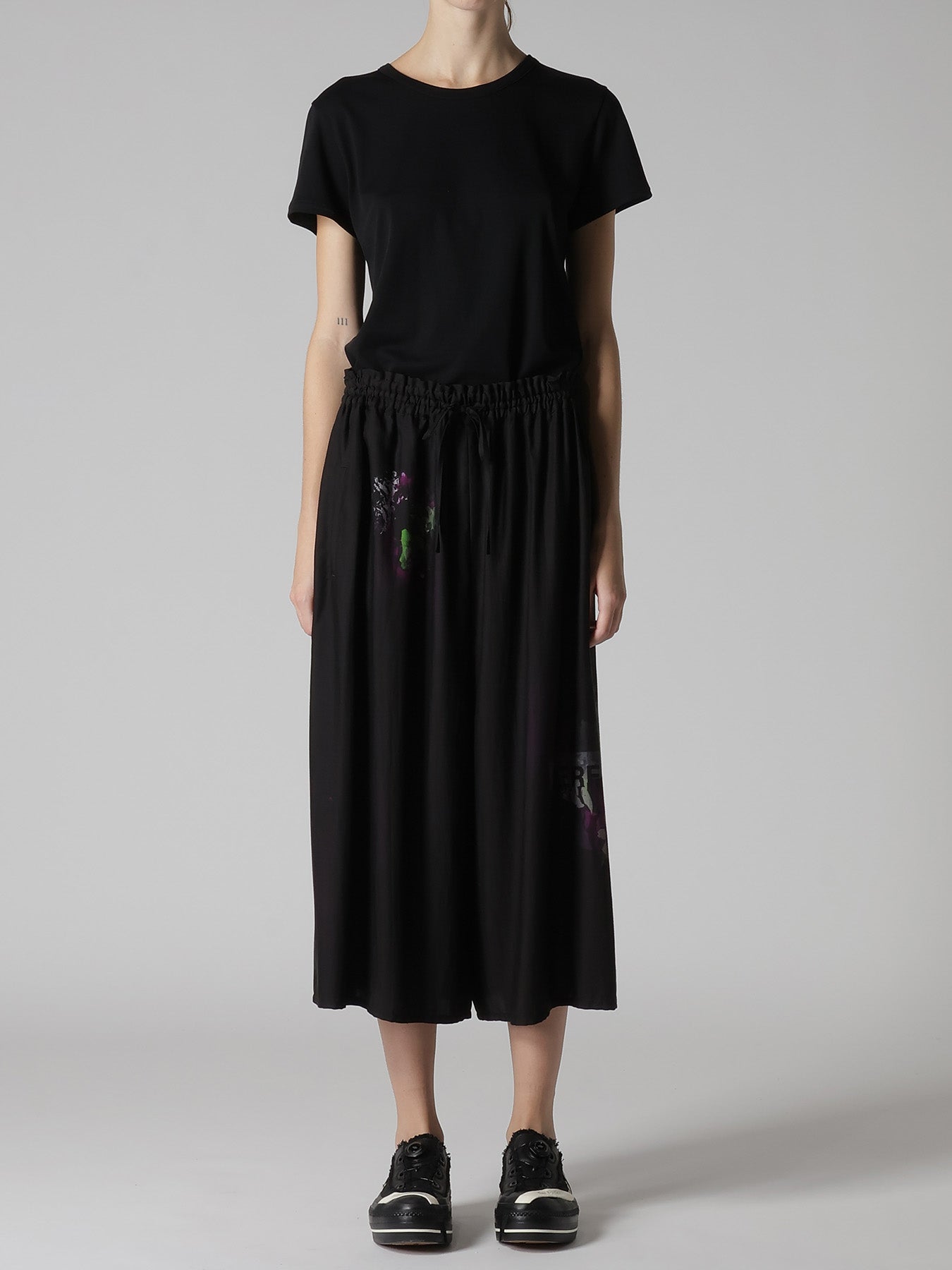 CUPRO/DUNGAREE TWILL GATHER PANTS