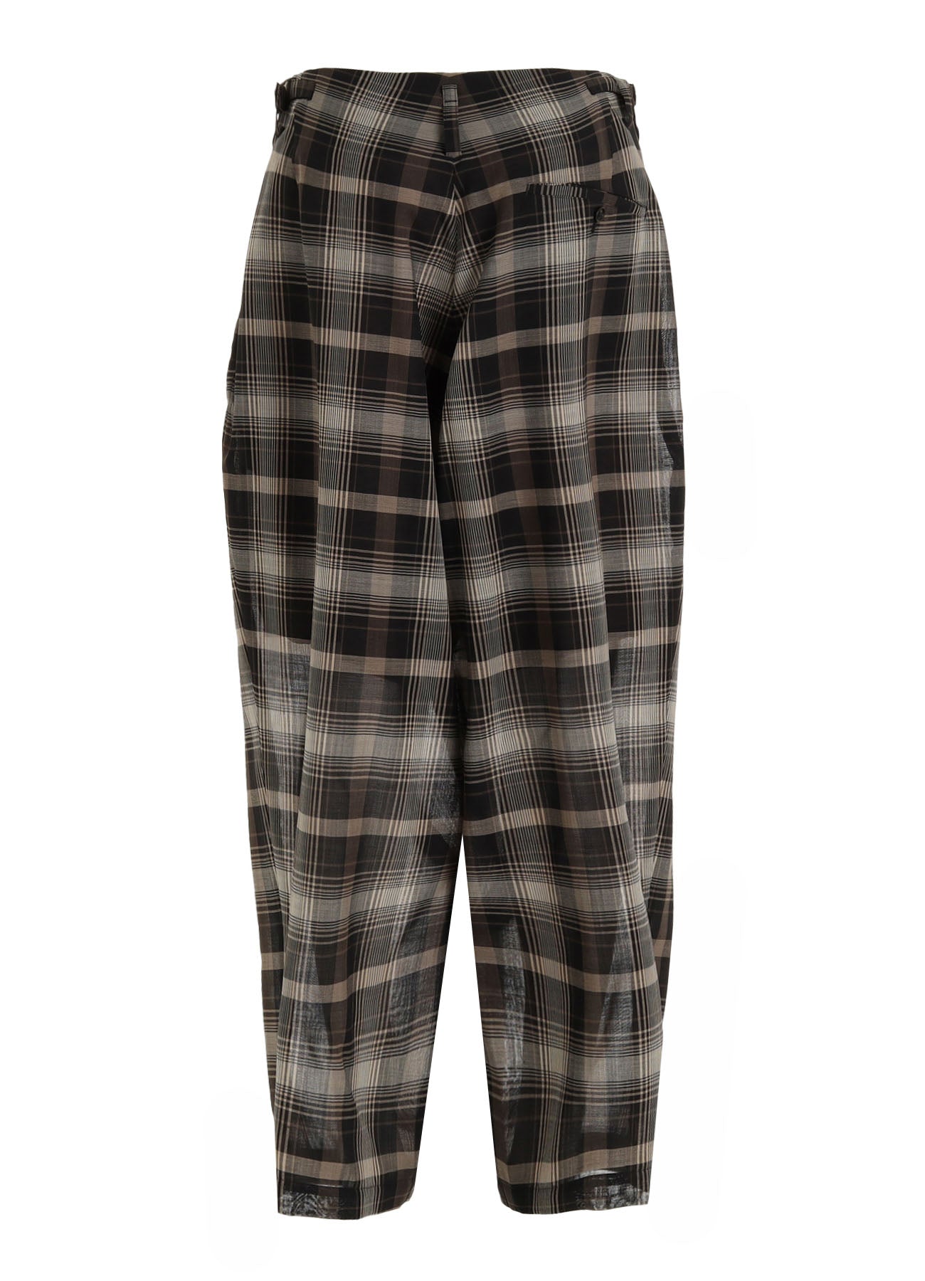 W/PE VOILE PLAID TUCK WIDE PANTS
