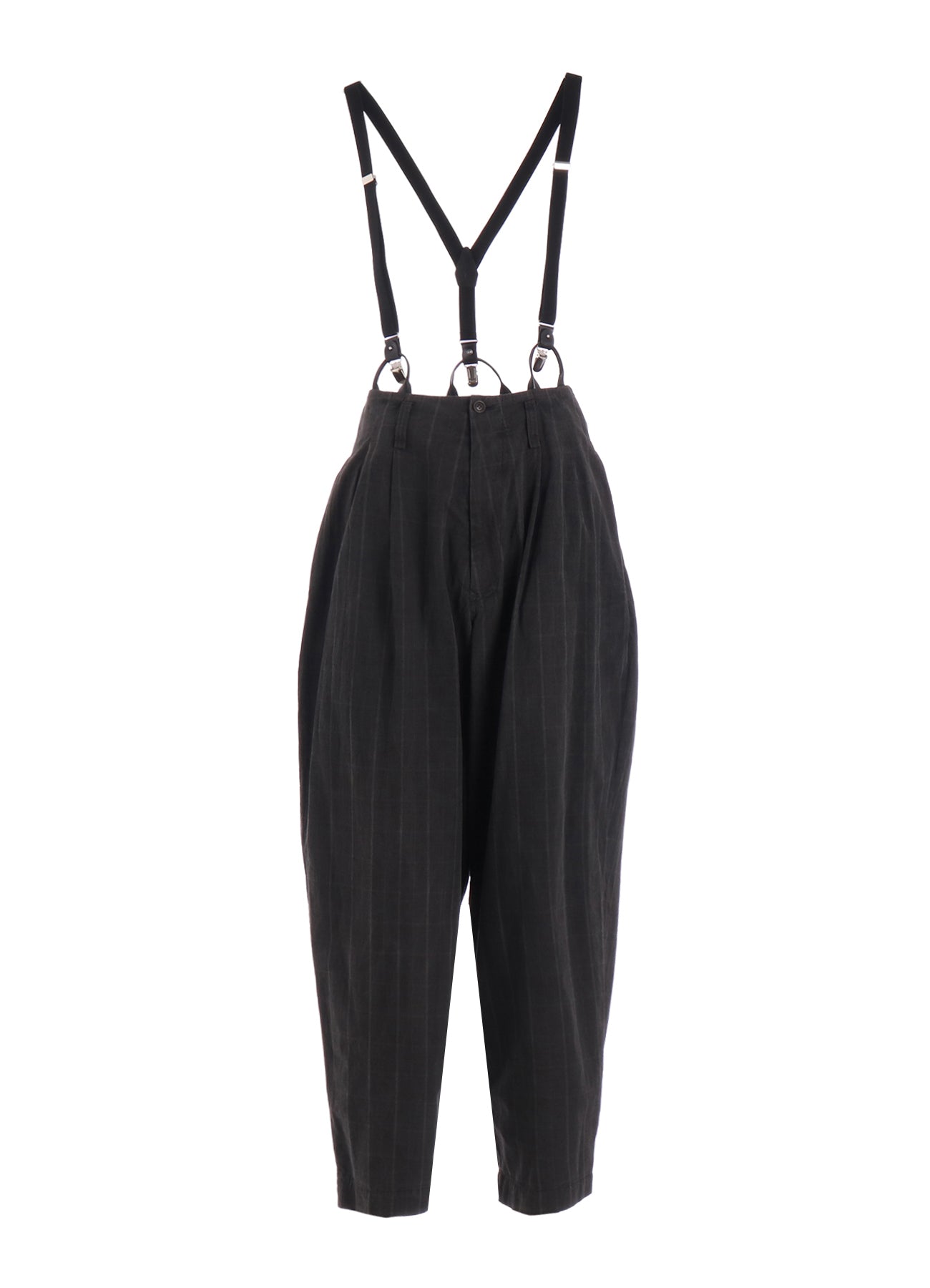 COTTON PLAID SUSPENDER PANTS