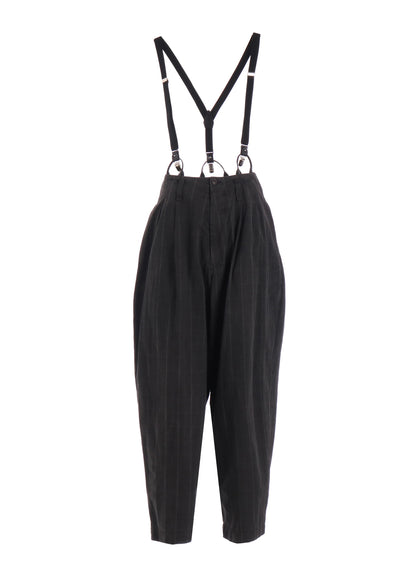 COTTON PLAID SUSPENDER PANTS