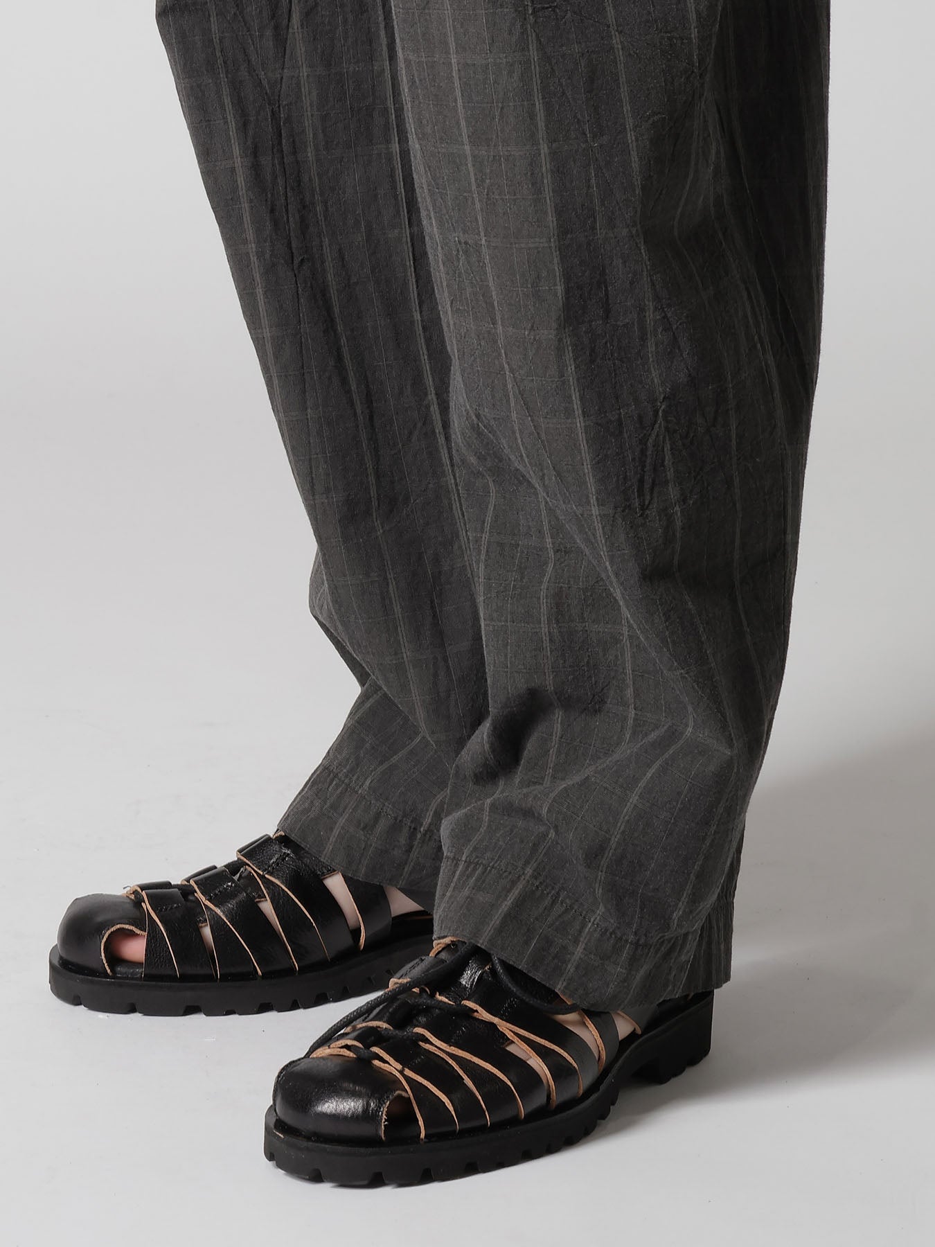 COTTON PLAID SUSPENDER PANTS