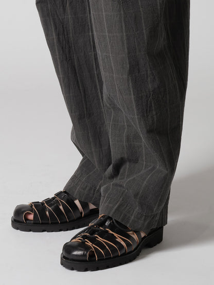 COTTON PLAID SUSPENDER PANTS