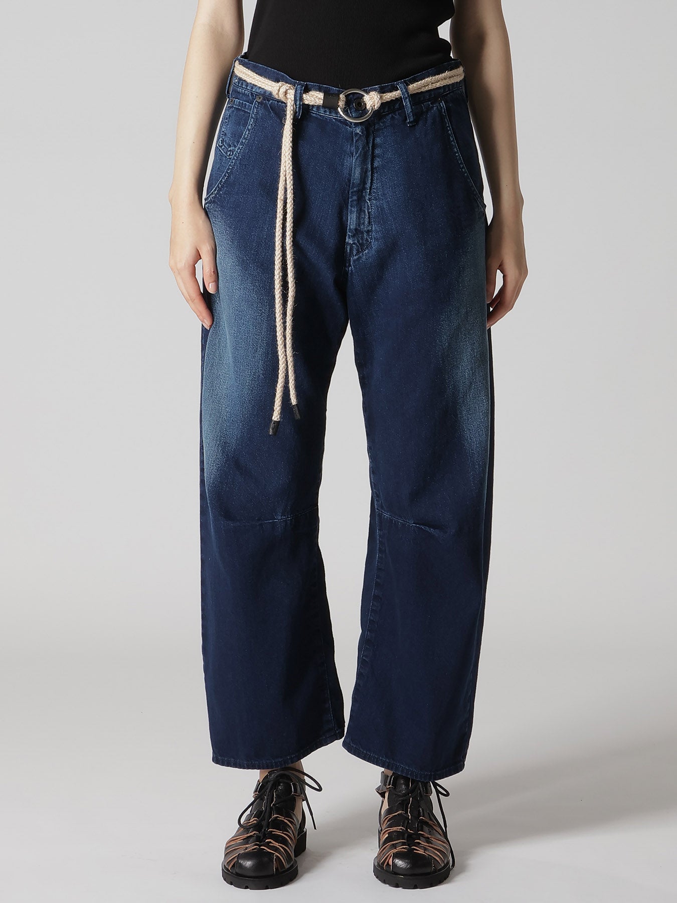 8OZ SPOTTED DENIM WIDE PANTS WITH GUSSET