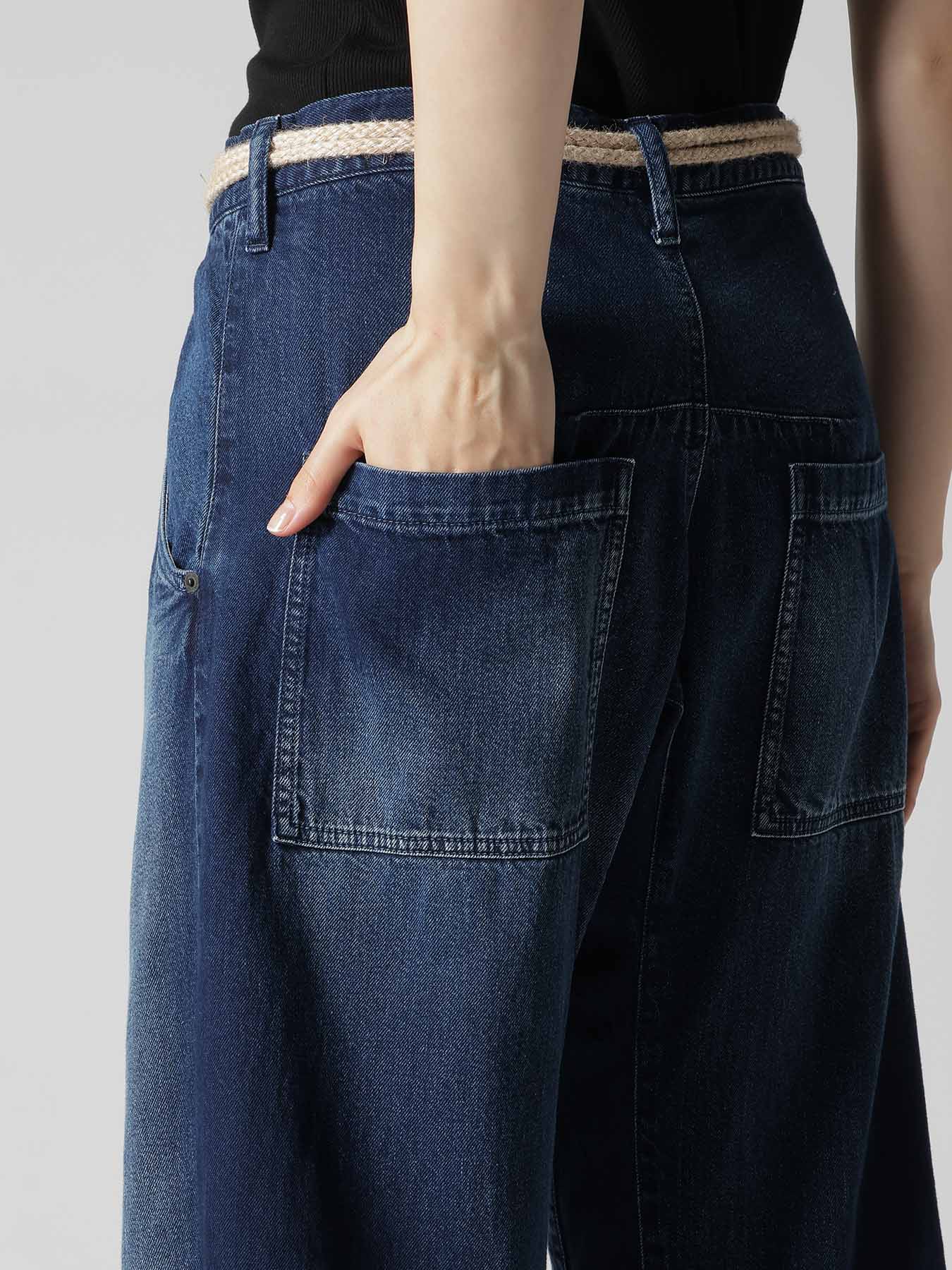8OZ SPOTTED DENIM WIDE PANTS WITH GUSSET