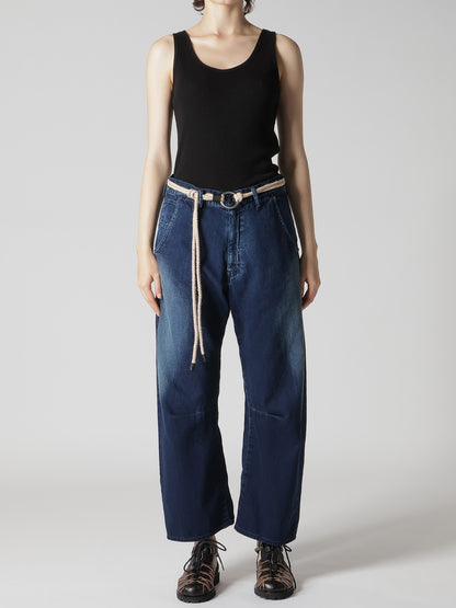 8OZ SPOTTED DENIM WIDE PANTS WITH GUSSET