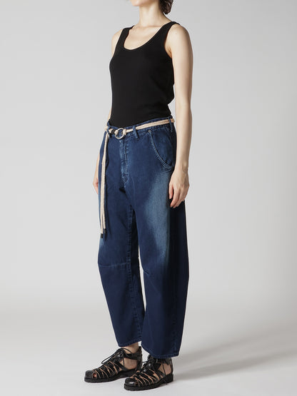 8OZ SPOTTED DENIM WIDE PANTS WITH GUSSET