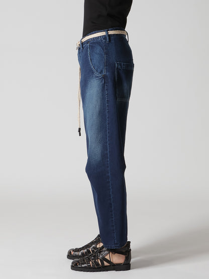 8OZ SPOTTED DENIM WIDE PANTS WITH GUSSET