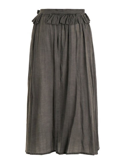 CUPRO/COTTON GARMENT DYED GATHER SKIRT