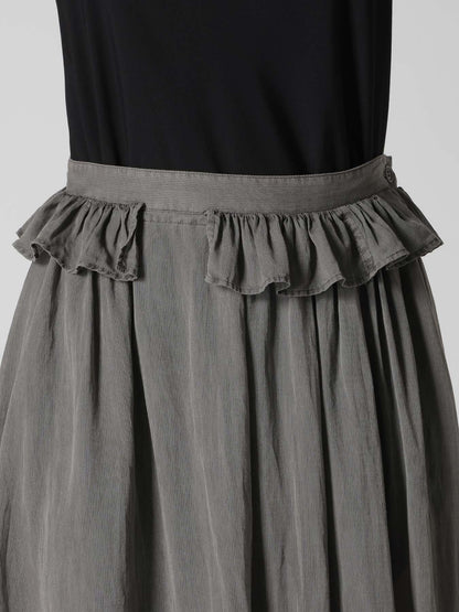 CUPRO/COTTON GARMENT DYED GATHER SKIRT