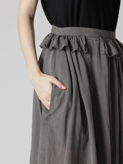 CUPRO/COTTON GARMENT DYED GATHER SKIRT