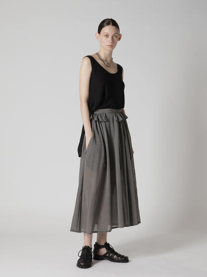 CUPRO/COTTON GARMENT DYED GATHER SKIRT