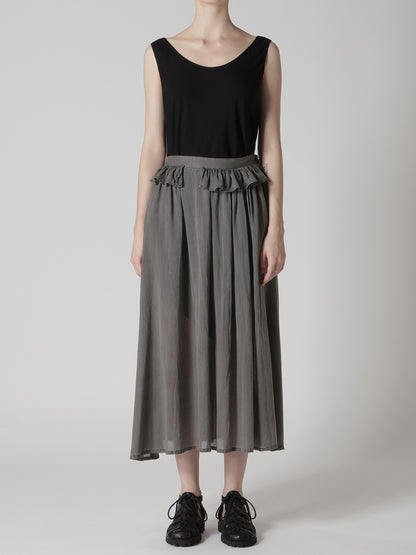 CUPRO/COTTON GARMENT DYED GATHER SKIRT
