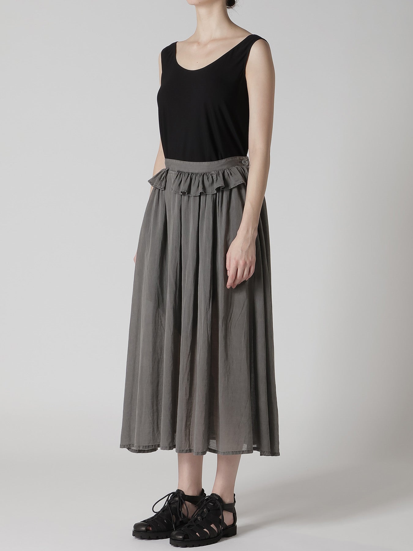 CUPRO/COTTON GARMENT DYED GATHER SKIRT