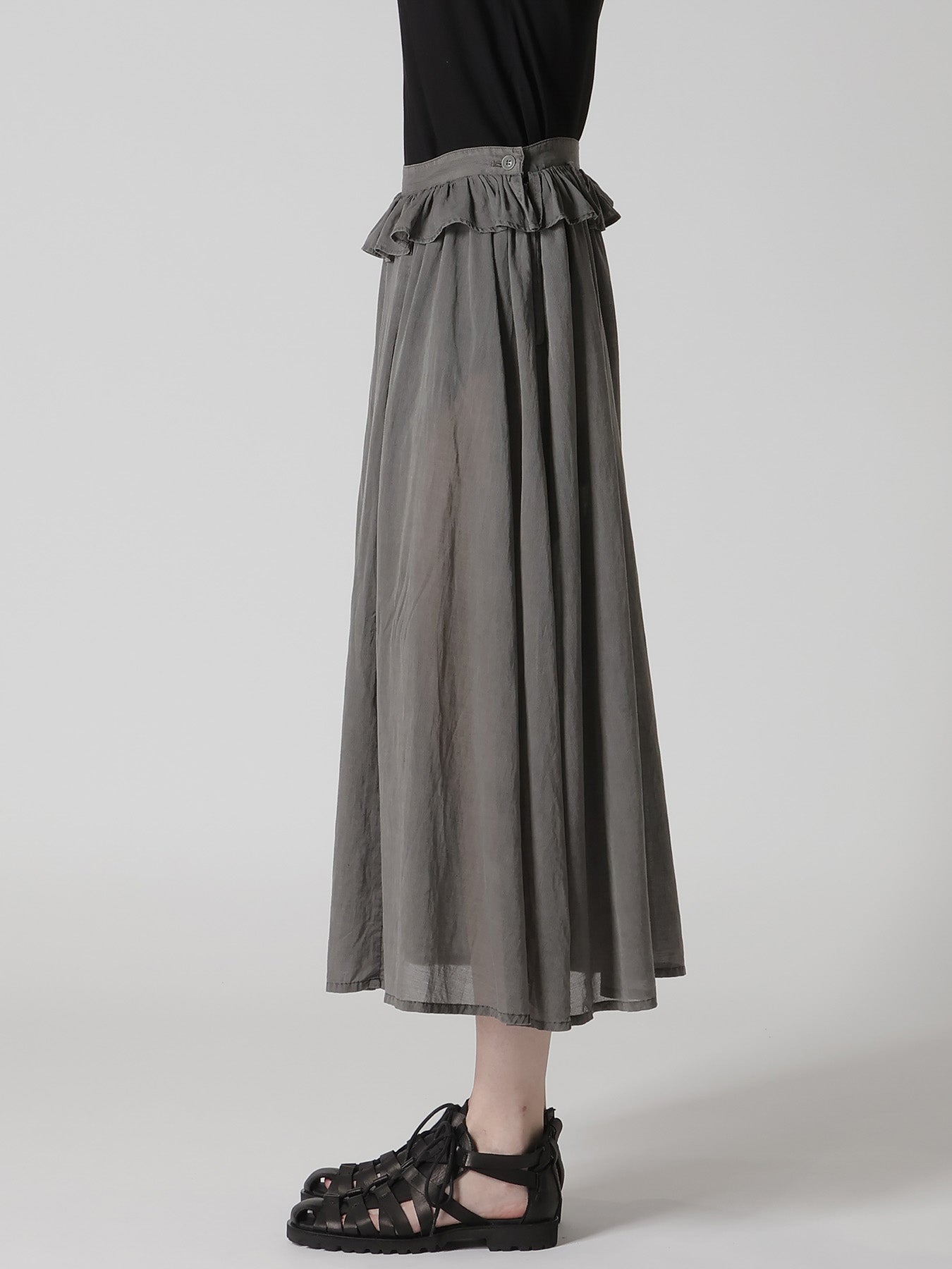 CUPRO/COTTON GARMENT DYED GATHER SKIRT