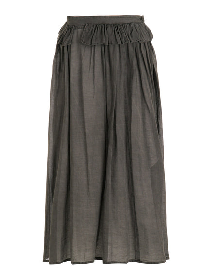 CUPRO/COTTON GARMENT DYED GATHER SKIRT