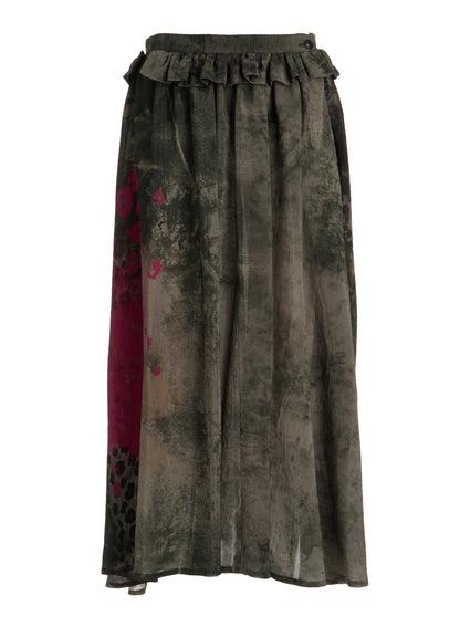 LEOPARD CUPRO GATHER SKIRT