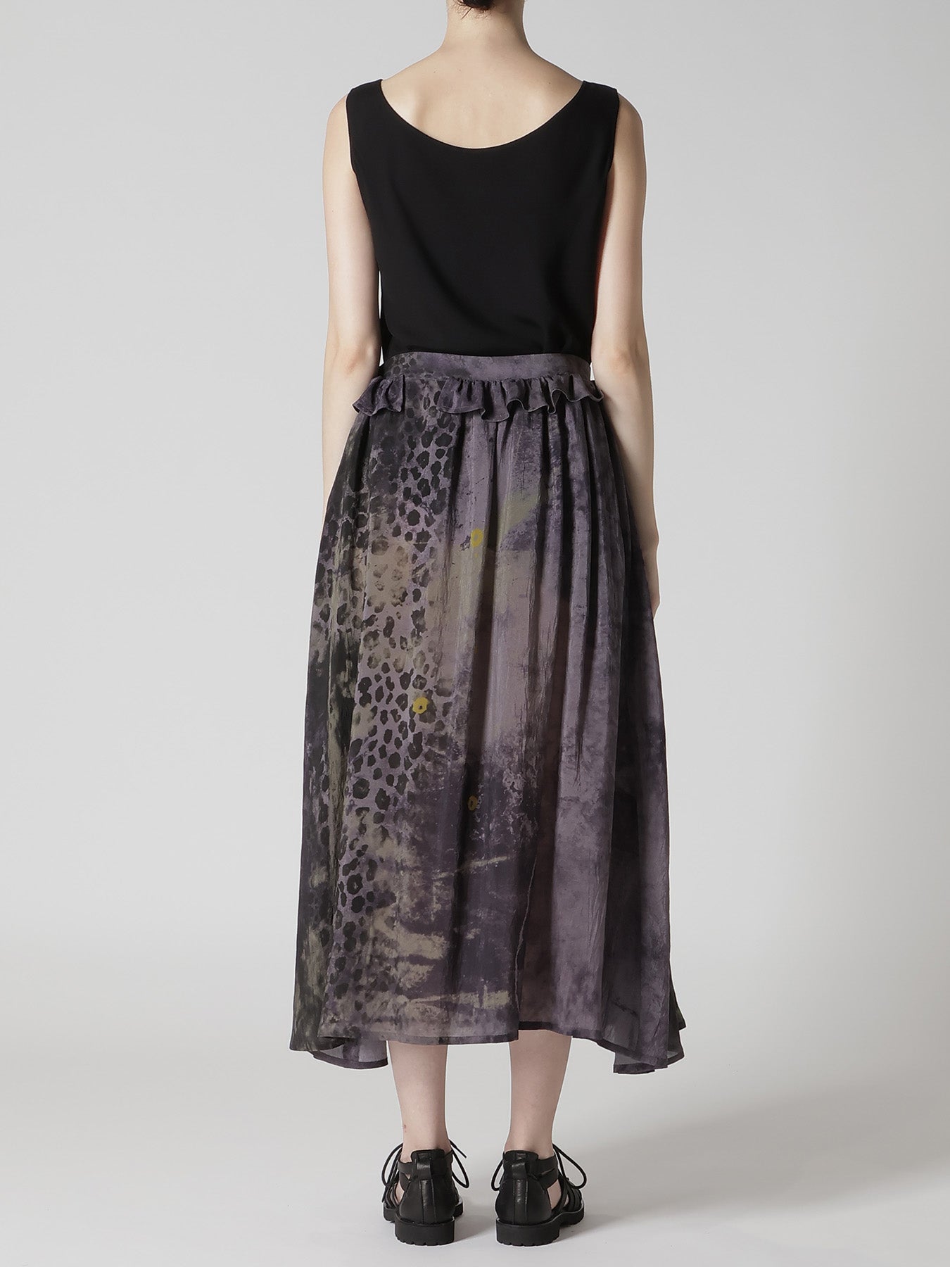 LEOPARD CUPRO GATHER SKIRT