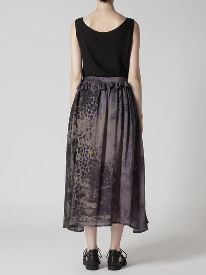 LEOPARD CUPRO GATHER SKIRT