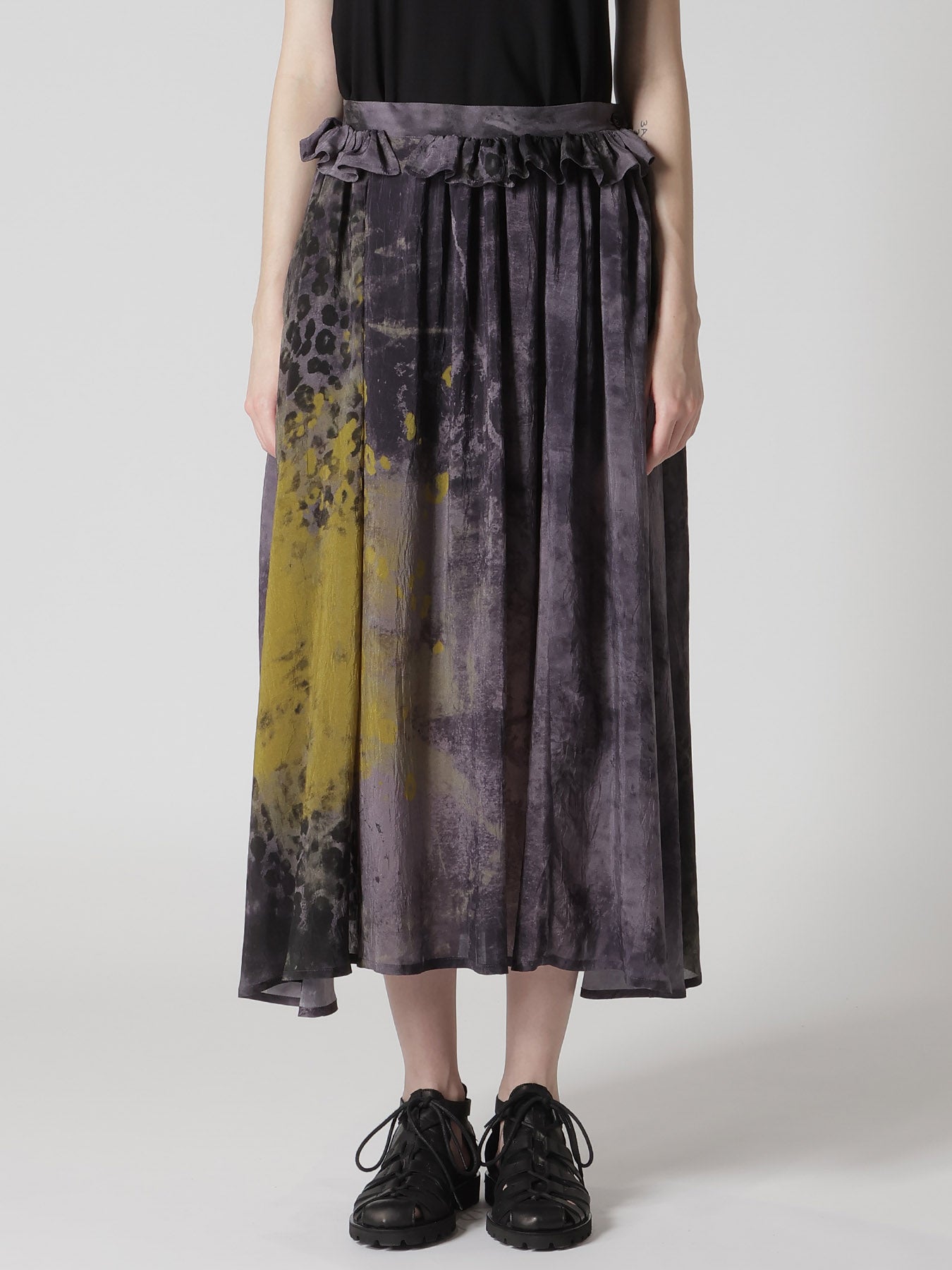 LEOPARD CUPRO GATHER SKIRT