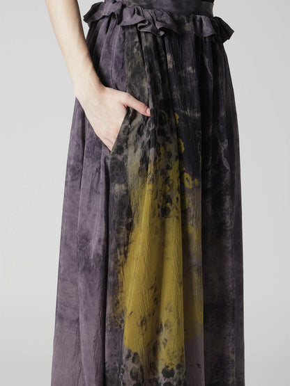 LEOPARD CUPRO GATHER SKIRT