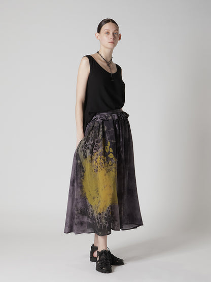 LEOPARD CUPRO GATHER SKIRT