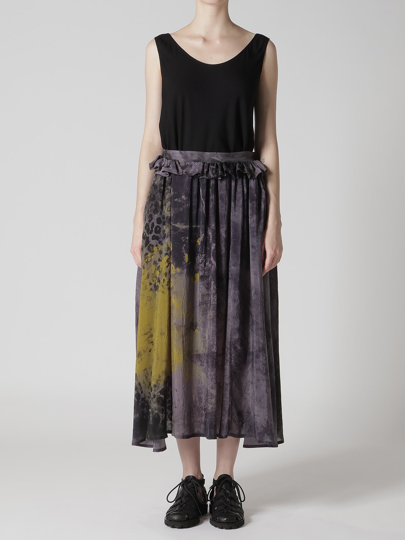 LEOPARD CUPRO GATHER SKIRT