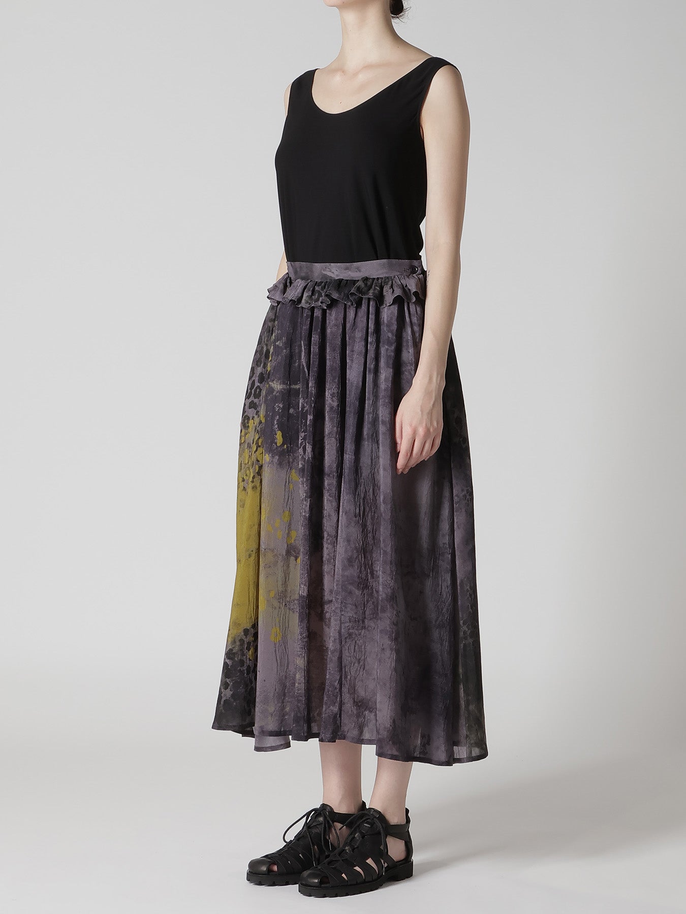 LEOPARD CUPRO GATHER SKIRT