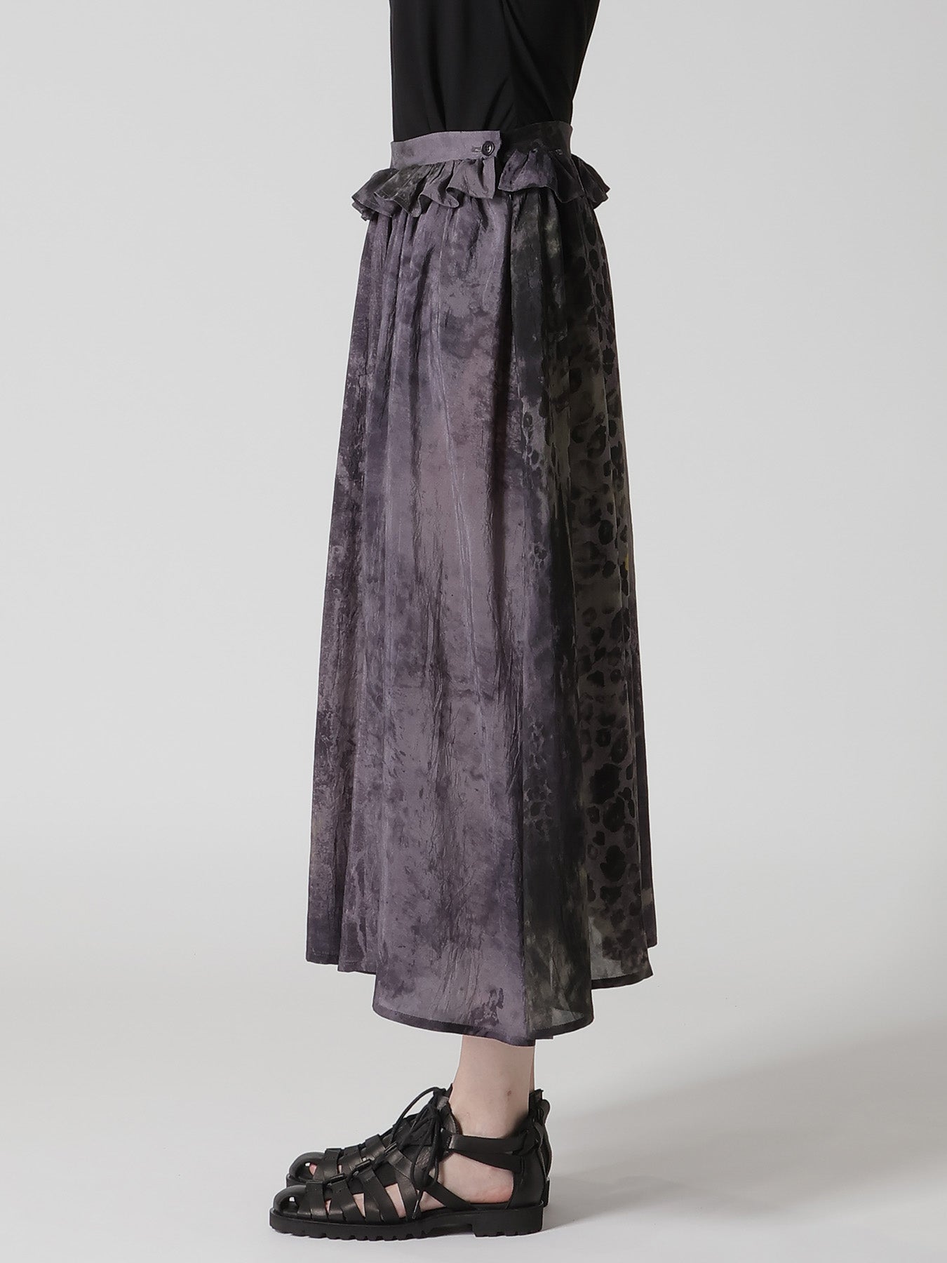 LEOPARD CUPRO GATHER SKIRT