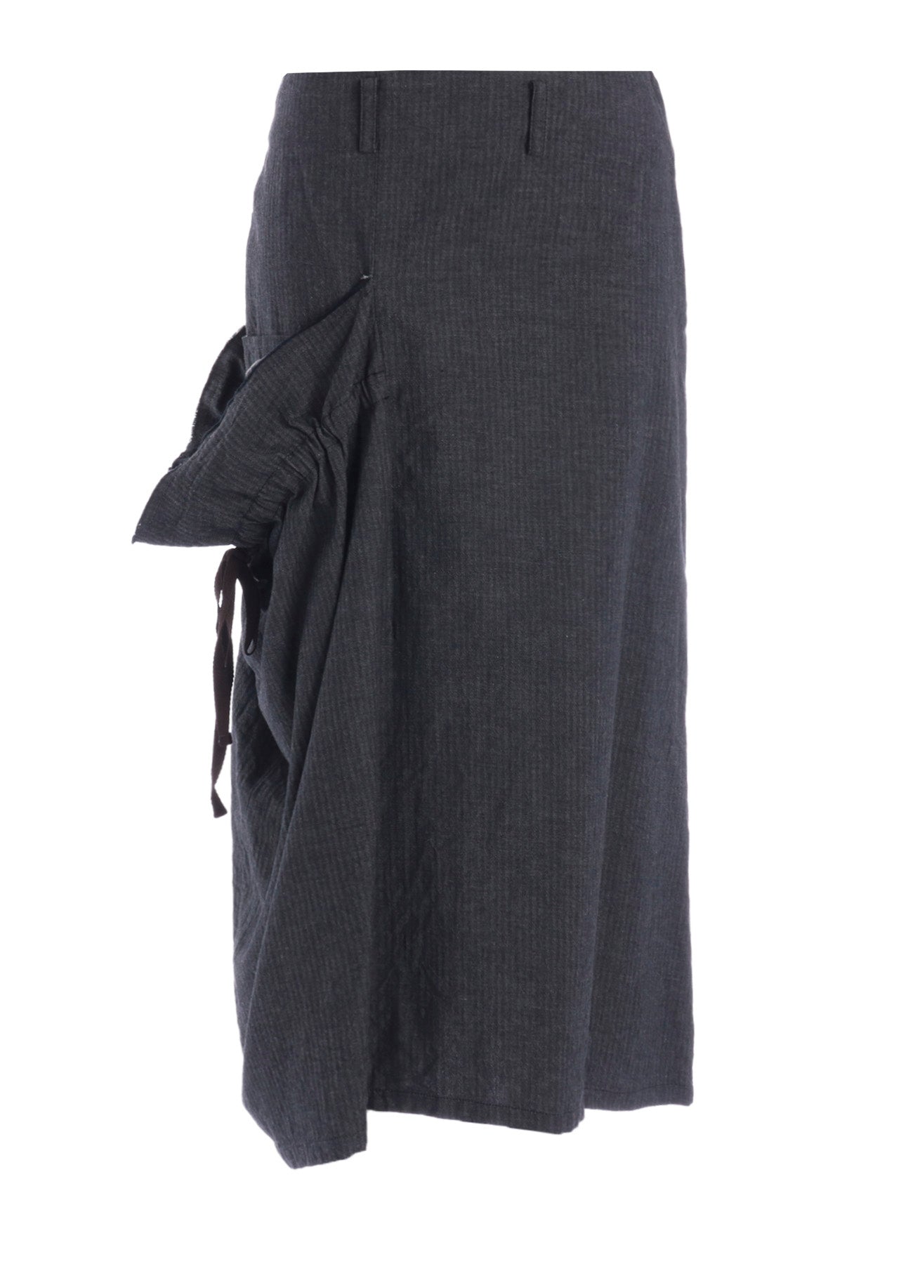 HERRINGBONE DENIM RIGHT SIDE GATHER SKIRT